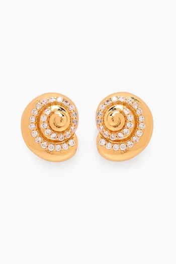 Sea Shell Stud Earrings in Gold-tone Brass