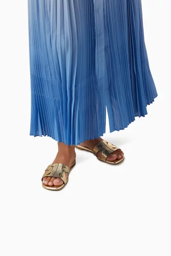 Duo Slides in Metallic-Leather