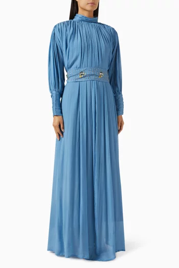 Aurora Embellished Pleated Maxi Dress