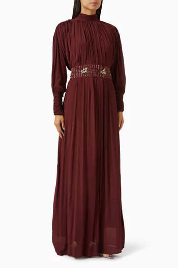 Tiffany Embellished Pleated Maxi Dress