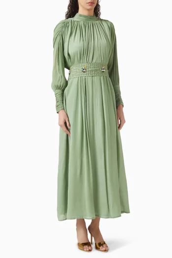 Tiffany Embellished Pleated Maxi Dress