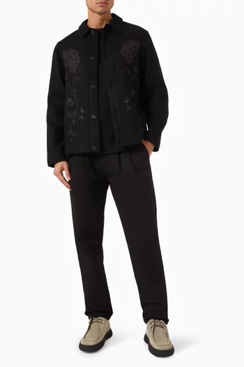Elm Floral-embroidered Jacket in Wool-twill Blend