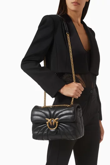 Love Puff Butterfly-quilt Crossbody Bag in Leather