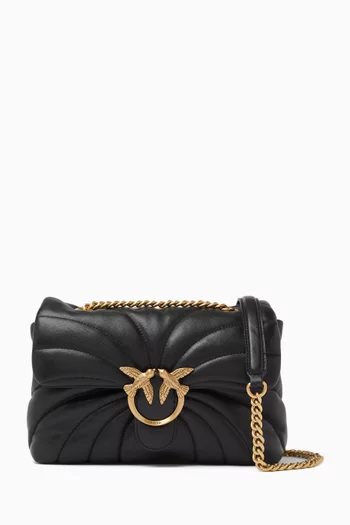 Love Puff Butterfly-quilt Crossbody Bag in Leather