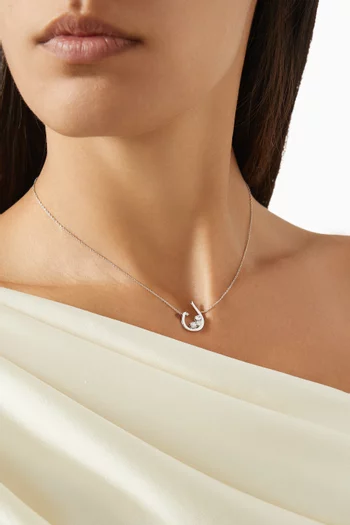 Arabic Initial 'N' Trio Sparkle Diamond Necklace in 18kt White Gold