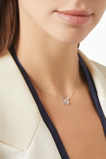 Arabic Initial 'S' Trio Sparkle Diamond Necklace in 18kt White Gold