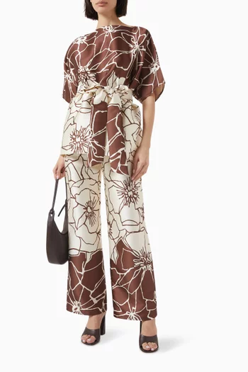 Floral-print Belted Top