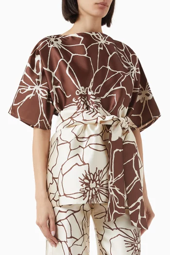 Floral-print Belted Top