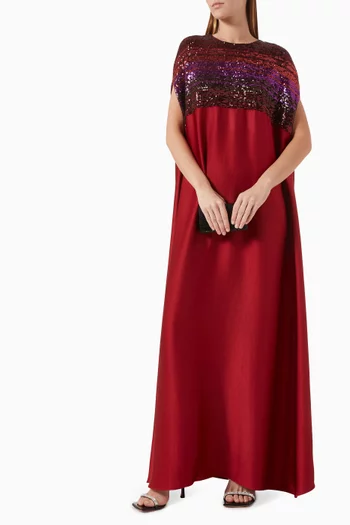 Sequin-embellished Cape Dress