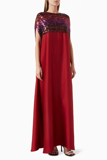 Sequin-embellished Cape Dress