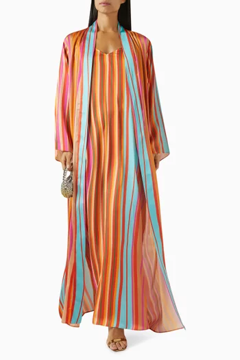 Striped-print Kimono & Dress Set