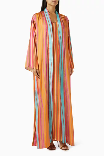 Striped-print Kimono & Dress Set
