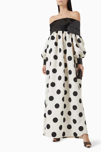 Polka-dot Sequin-embellished Maxi Dress
