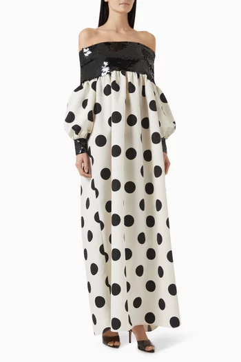 Polka-dot Sequin-embellished Maxi Dress