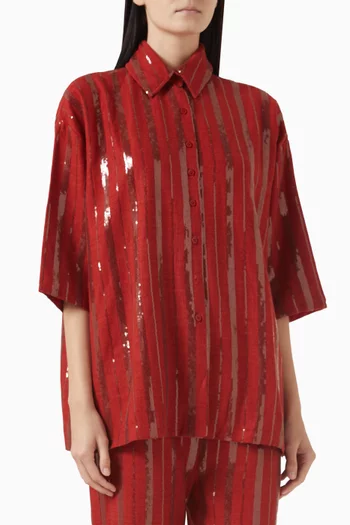 Sequin-embellished Shirt in Linen
