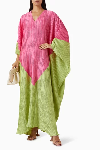 Colour-block Plisse Kaftan