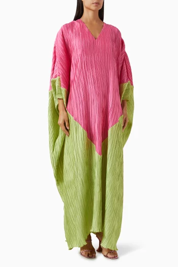 Colour-block Plisse Kaftan