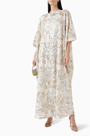 Sequin-embroidered Maxi Dress in Linen