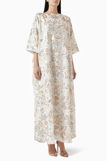 Sequin-embroidered Maxi Dress in Linen