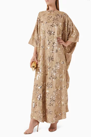 Sequin-embellished Kaftan in Linen