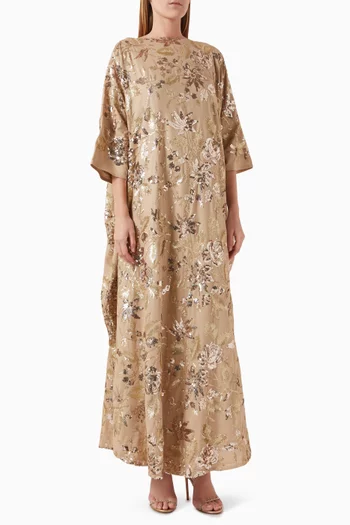 Sequin-embellished Kaftan in Linen