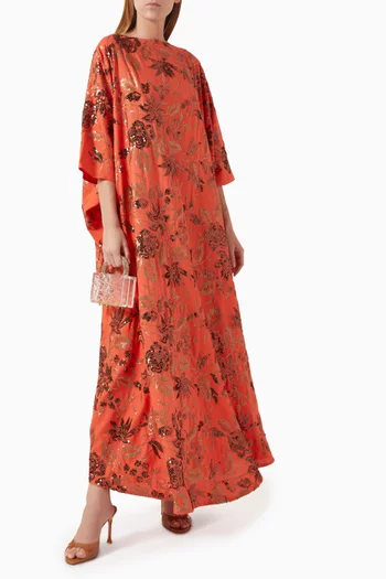 Sequin-embellished Kaftan in Linen