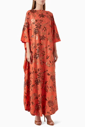 Sequin-embellished Kaftan in Linen