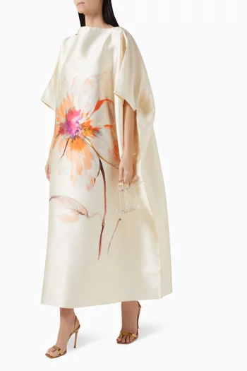 Floral-print Maxi Dress in Satin