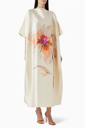 Floral-print Maxi Dress in Satin