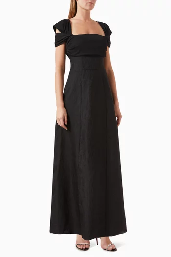 Luluna A-line Midi Dress in Jacquard-organza
