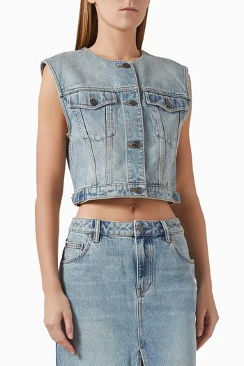 Cropped Vest in Denim