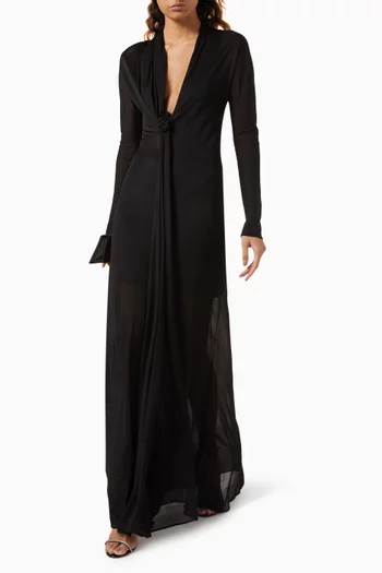Rosette Maxi Dress in Viscose