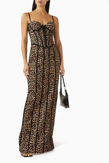 Leopard Print Corset Maxi Dress