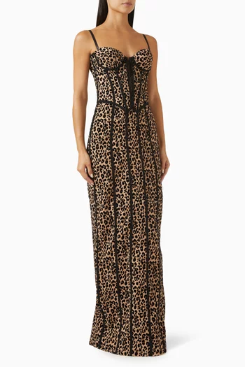 Leopard Print Corset Maxi Dress
