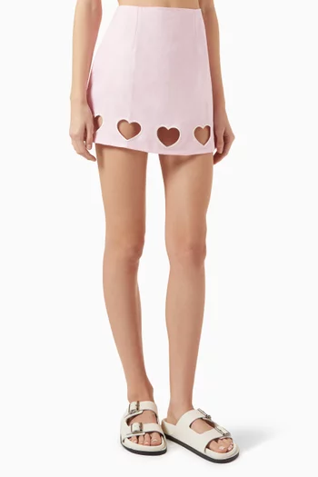 Cinta Heart Cut-out Mini Skirt in Linen