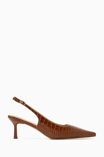 60 Slingback Pumps in Croc-embossed Leather