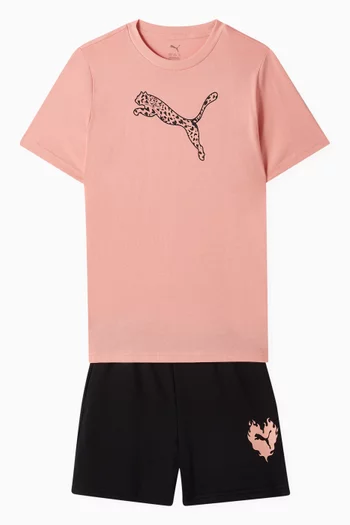 Flaming Love T-shirt & Shorts Set in Cotton
