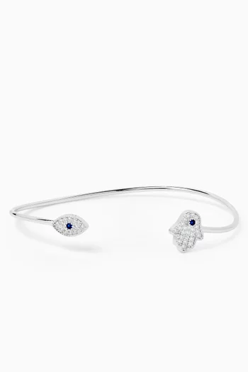 Amani Hamsa & Evil-eye Cuff in Sterling Silver