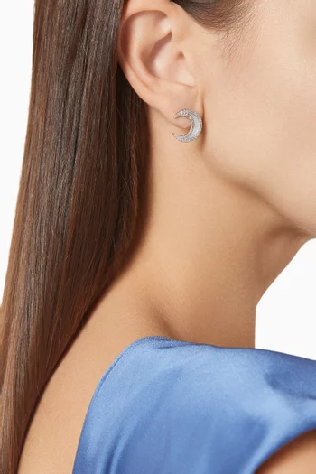 Luna Crescent Stud Earrings in Rhodium-plated Metal