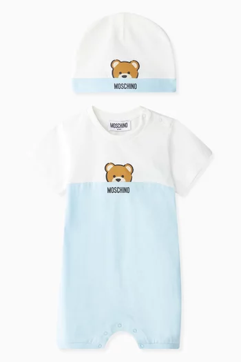 Teddy Logo Romper Gift Set in Cotton