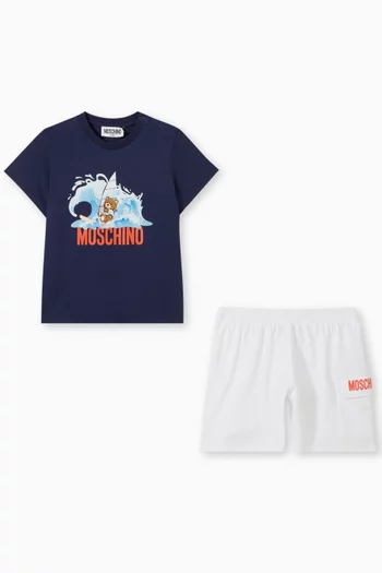 Sailing Teddy T-shirt & Shorts Set in Cotton