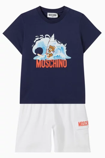 Sailing Teddy T-shirt & Shorts Set in Cotton