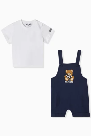 T-shirt & Dungarees Set in Cotton