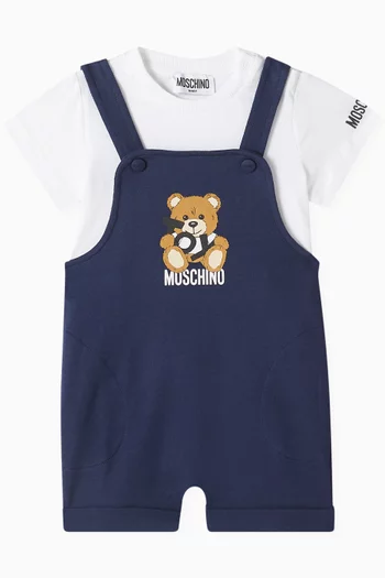 T-shirt & Dungarees Set in Cotton