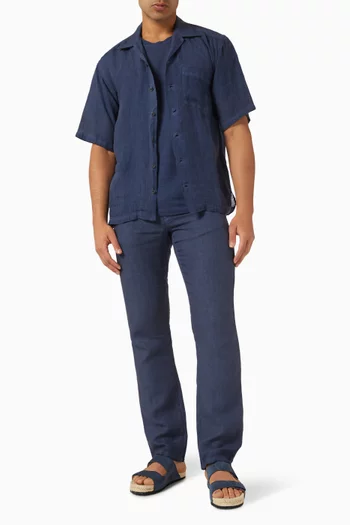 قميص بقصة فضفاضة كتان