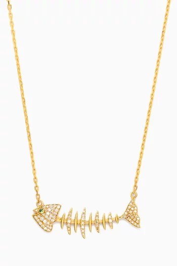 Wishbone Side Diamond Necklace in 18kt Yellow Gold