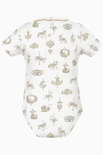 Carousel-print Bodysuit in Cotton