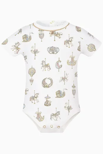 Carousel-print Bodysuit in Cotton