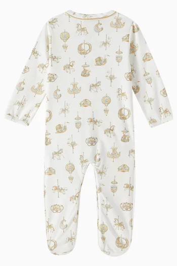 Carousel-print Sleepsuit in Cotton