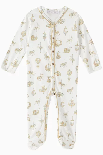 Carousel-print Sleepsuit in Cotton